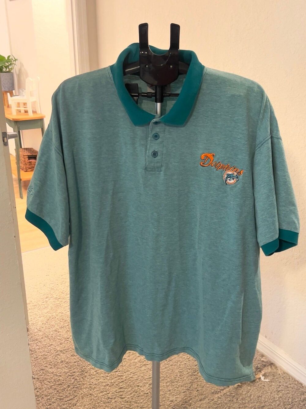 Vintage Miami Dolphins NFL Football Embroidered Polo by Majestic Size XXL